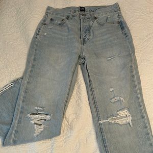 Blue denim gap jeans with rips